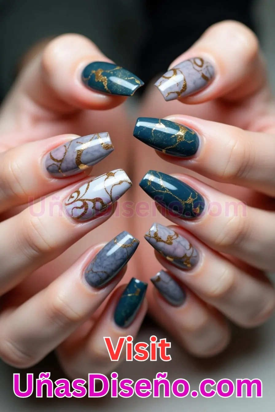 24. Uñas de mármol - Brilla como nunca 25 diseños de esmaltes de gel, gelish y gel para uñas que tienes que probar (4).jpeg