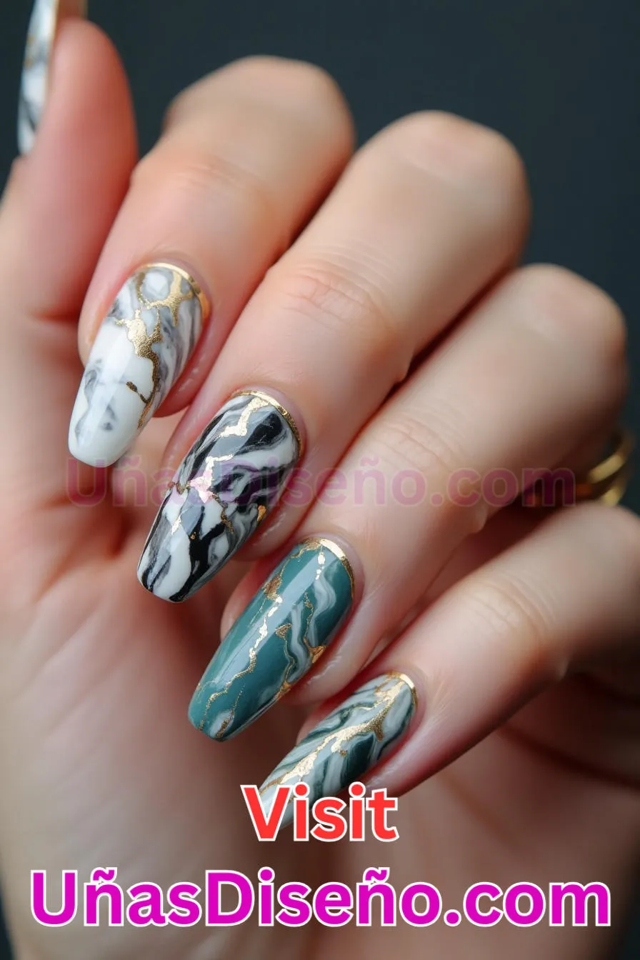 24. Uñas de mármol - Brilla como nunca 25 diseños de esmaltes de gel, gelish y gel para uñas que tienes que probar (5).jpeg