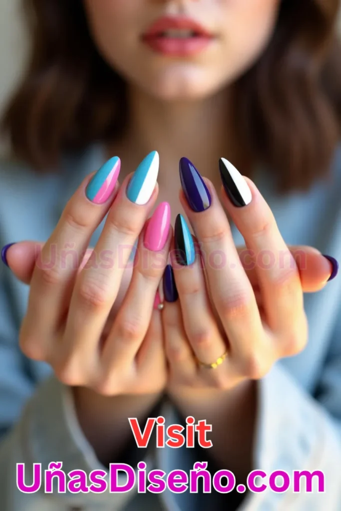 24. Uñas divididas en dos tonos - 25 propuestas vanguardistas de diseños de uñas semipermanentes para un look único (1).jpeg