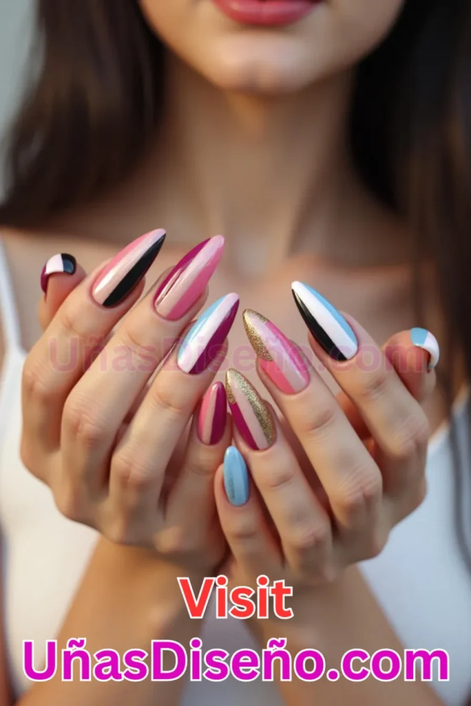 24. Uñas divididas en dos tonos - 25 propuestas vanguardistas de diseños de uñas semipermanentes para un look único (2).jpeg