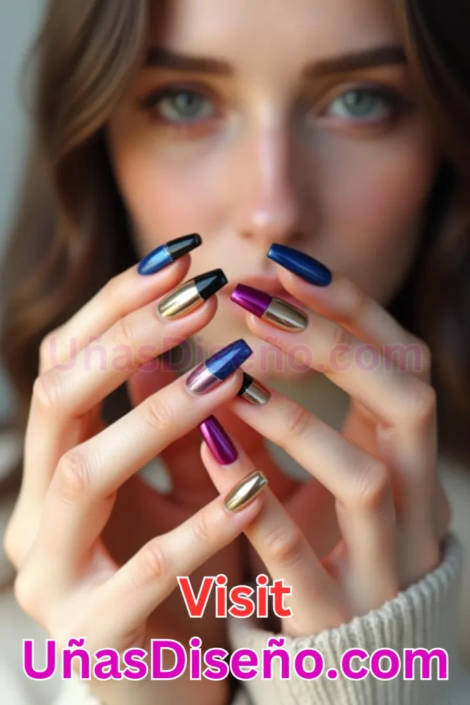 24. Uñas divididas en dos tonos - 25 propuestas vanguardistas de diseños de uñas semipermanentes para un look único (3).jpeg