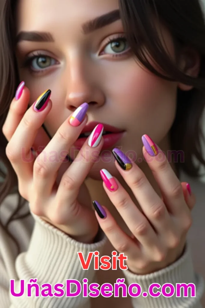 24. Uñas divididas en dos tonos - 25 propuestas vanguardistas de diseños de uñas semipermanentes para un look único (4).jpeg