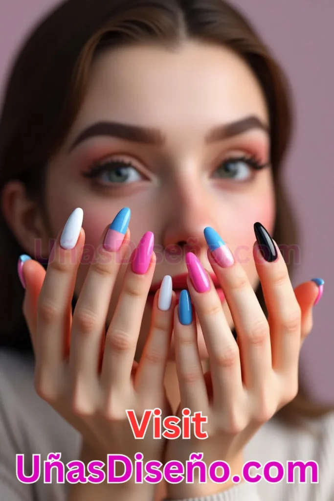 24. Uñas divididas en dos tonos - 25 propuestas vanguardistas de diseños de uñas semipermanentes para un look único (5).jpeg