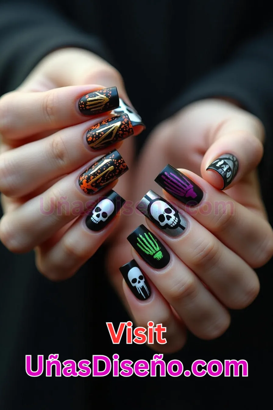 25 Calaveras de Halloween Nail Art Los 25 Mejores Diseños de Uñas Para Principiantes 2.jpeg