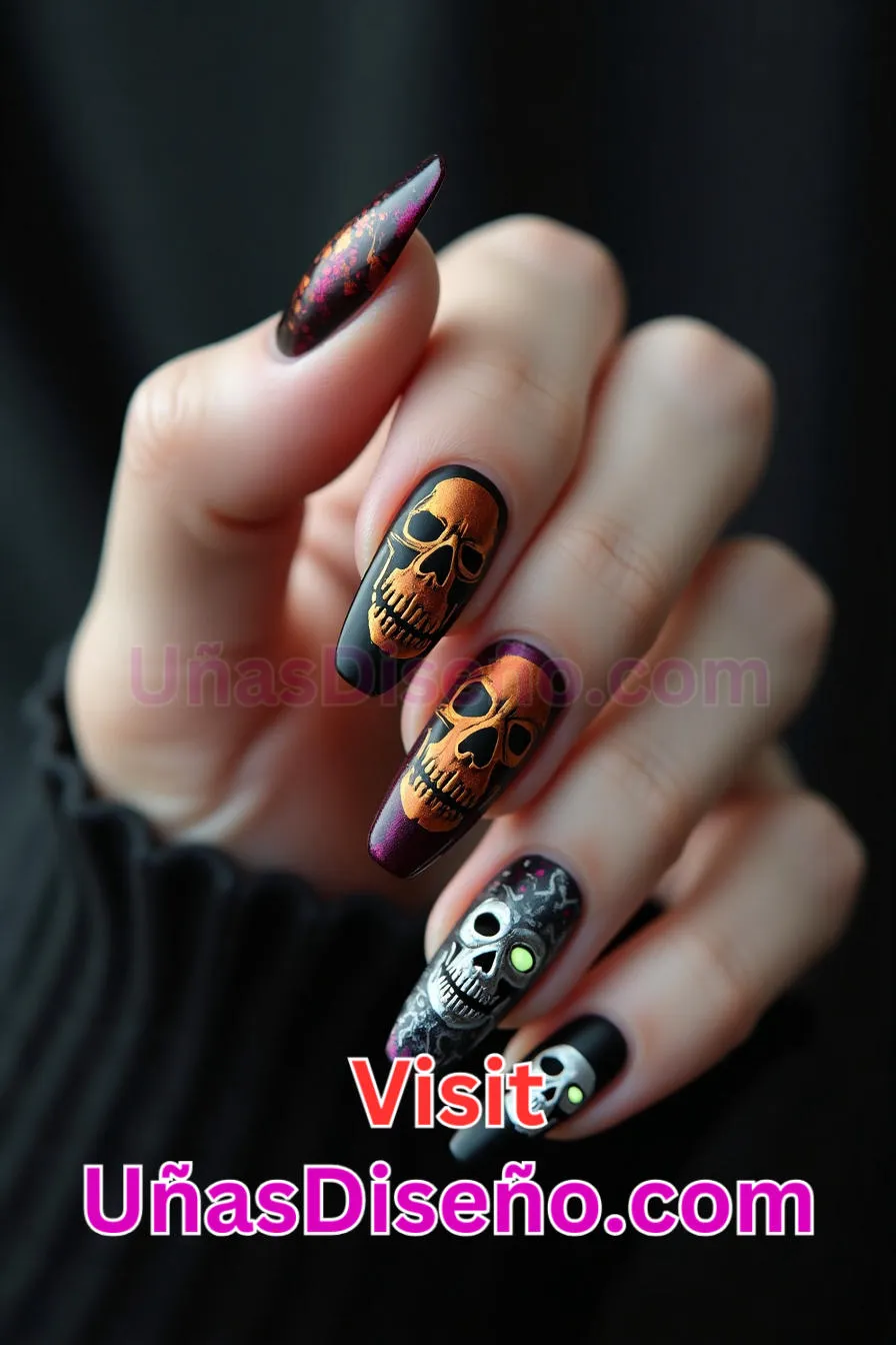25 Calaveras de Halloween Nail Art Los 25 Mejores Diseños de Uñas Para Principiantes 4.jpeg