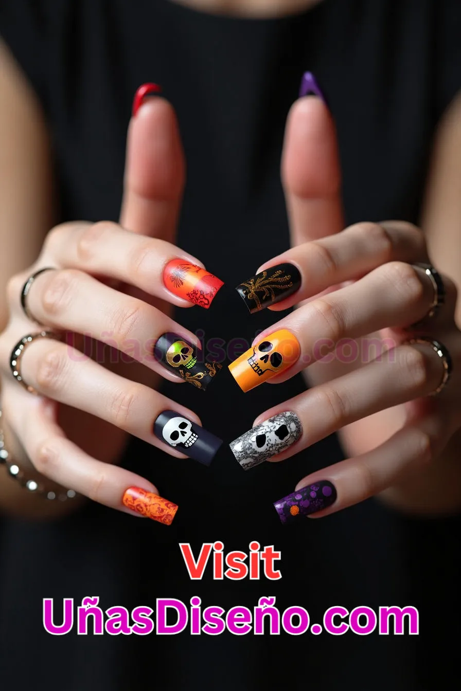 25 Calaveras de Halloween Nail Art Los 25 Mejores Diseños de Uñas Para Principiantes 6.jpeg