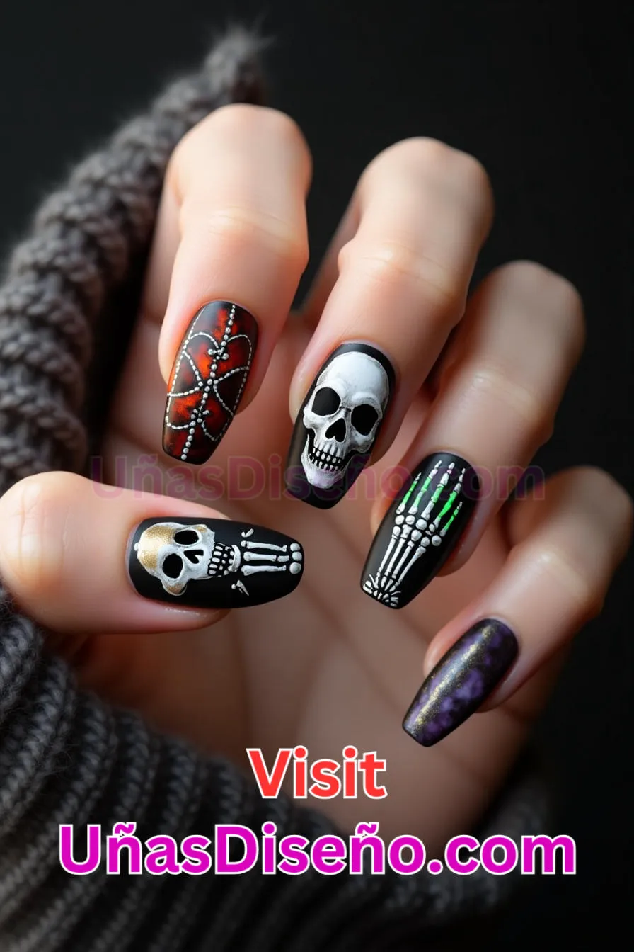 25 Calaveras de Halloween Nail Art Los 25 Mejores Diseños de Uñas Para Principiantes 8.jpeg