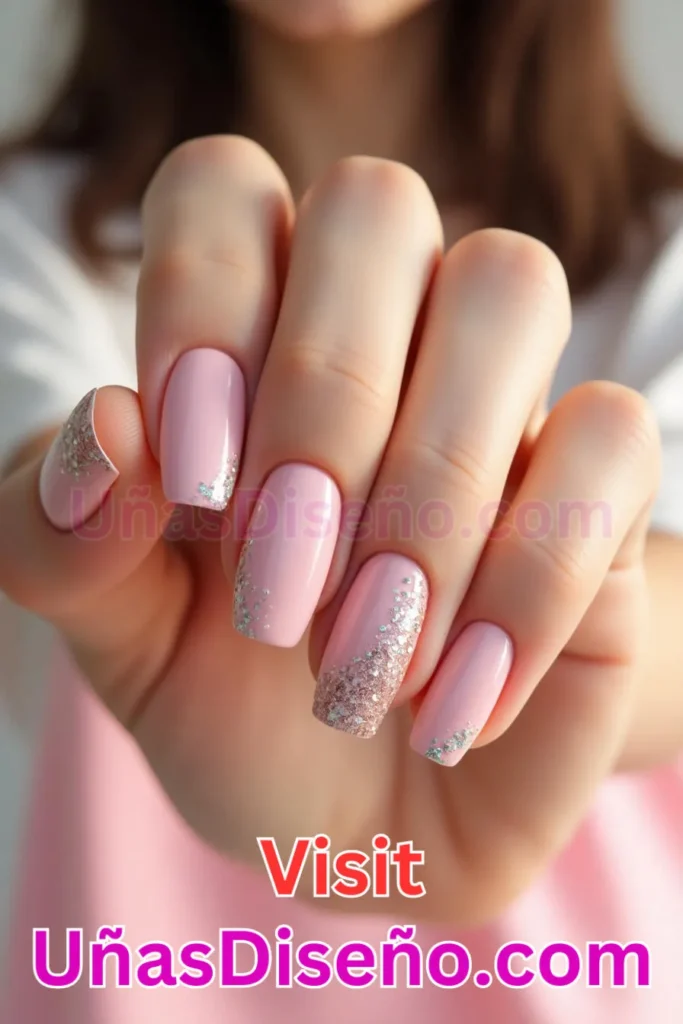 25. Diseño de uñas de verano con rosa pastel y detalles de glitter (1).jpeg