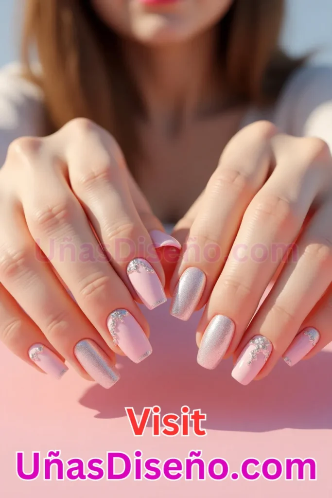 25. Diseño de uñas de verano con rosa pastel y detalles de glitter (2).jpeg