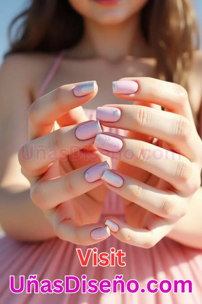 25. Diseño de uñas de verano con rosa pastel y detalles de glitter (3).jpeg