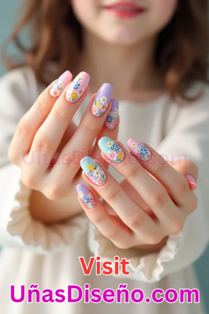 25. Diseños de uñas con estampado floral y pequeñas flores mezcladas (1).jpeg