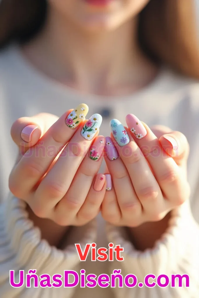 25. Diseños de uñas con estampado floral y pequeñas flores mezcladas (3).jpeg