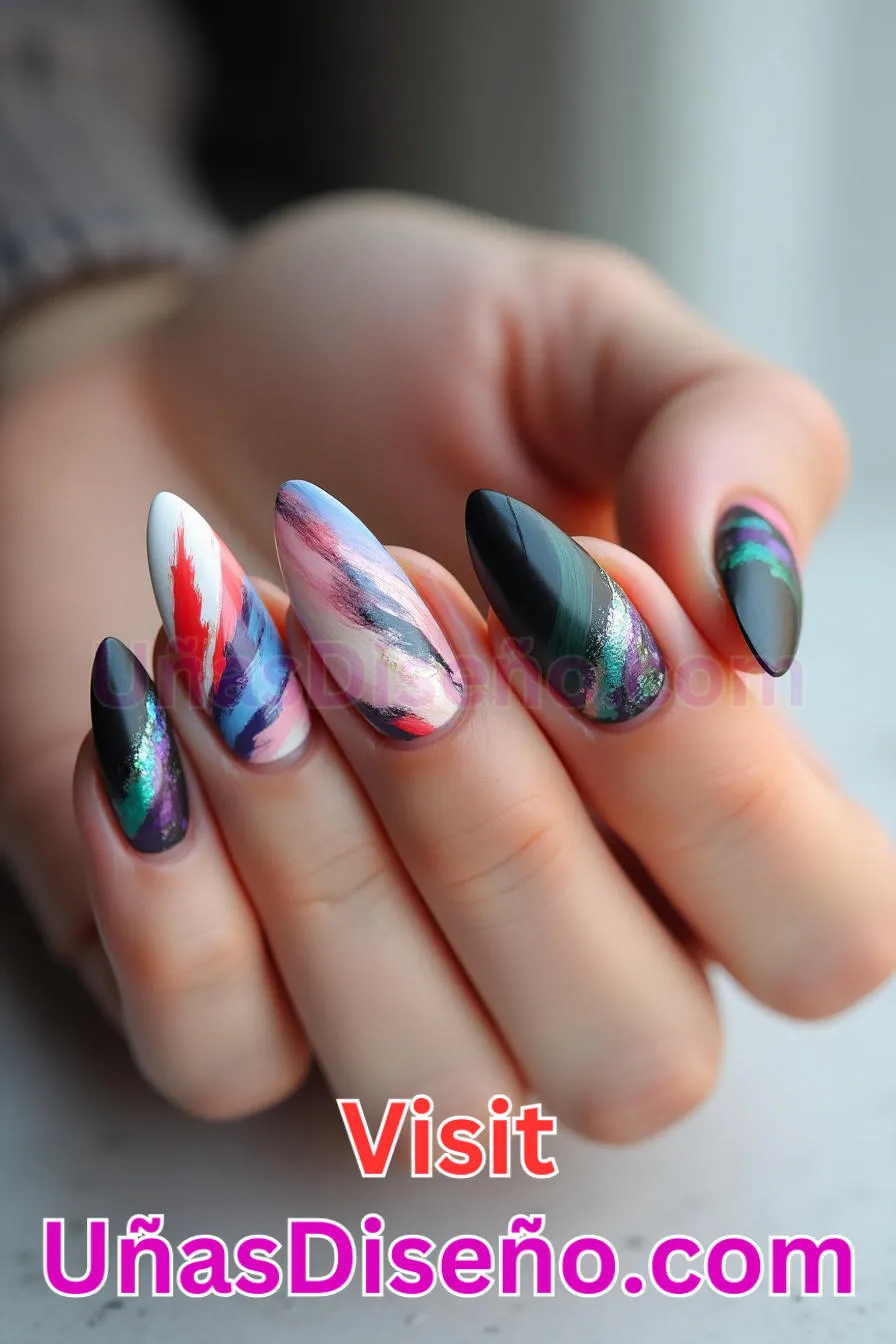 27. Pincelada Dinámica Flair - Tendencias 2025 30 Estilos de Uñas Almendra que Marcan la Diferencia (5).jpeg