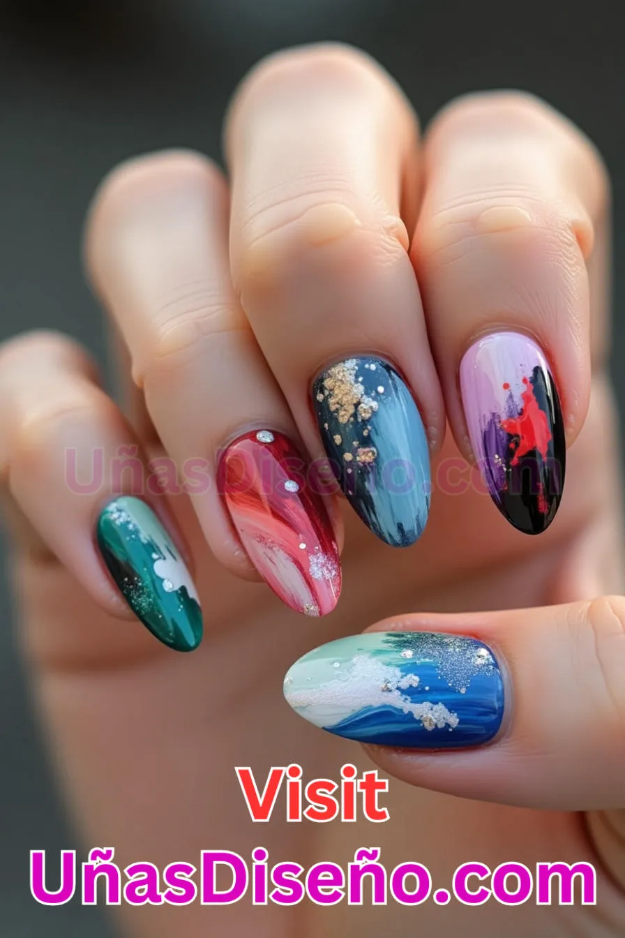 27. Pincelada Dinámica Flair - Tendencias 2025 30 Estilos de Uñas Almendra que Marcan la Diferencia (7).jpeg