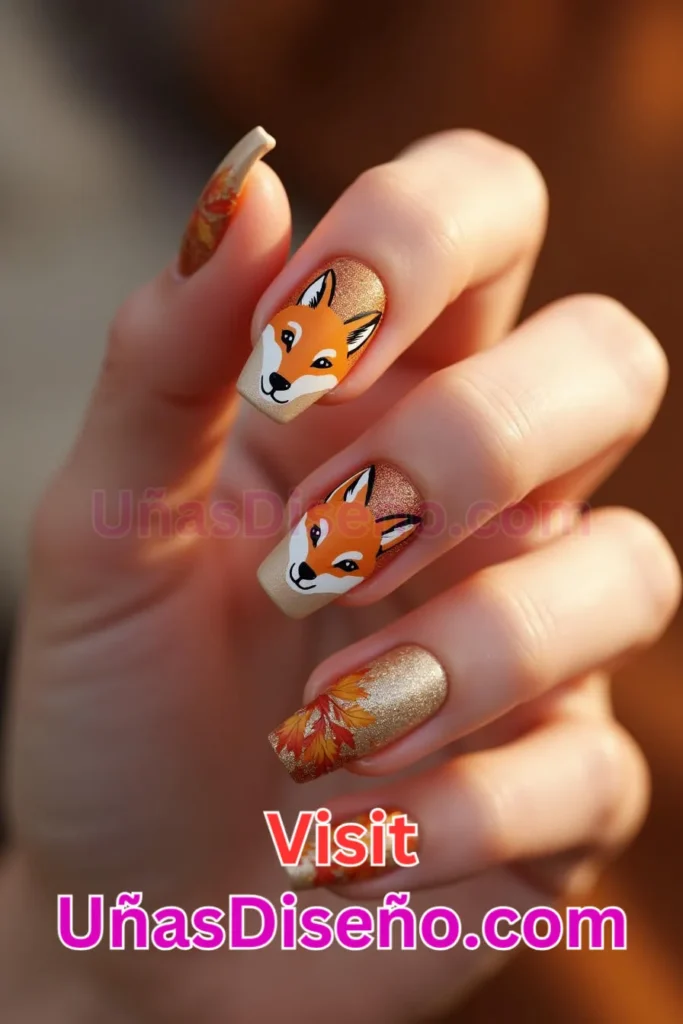 27. Zorro Diseños de uñas - 51 Diseños de uñas con estampado animal para combinar a la perfección con tus vestidos (2).jpeg