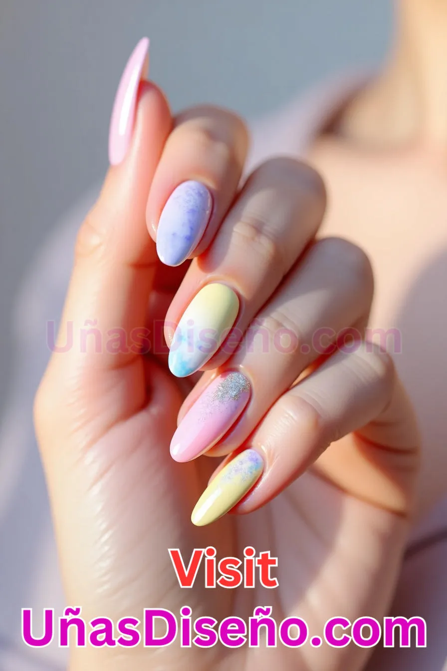 28. Dreamy Pastel Fusion - Tendencias 2025 30 Estilos de Uñas Almendra que Marcan la Diferencia (1).jpeg