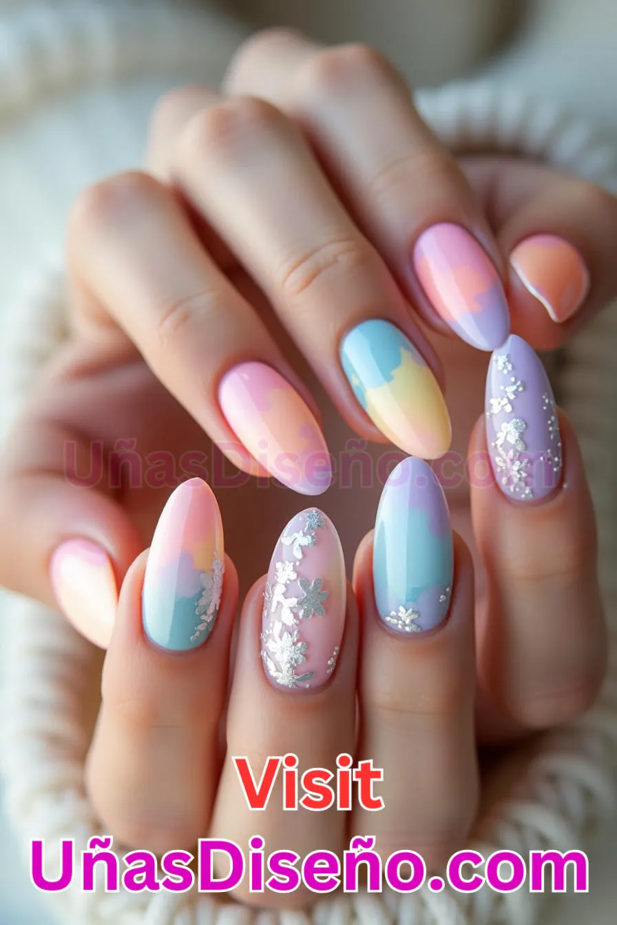 28. Dreamy Pastel Fusion - Tendencias 2025 30 Estilos de Uñas Almendra que Marcan la Diferencia (3).jpeg