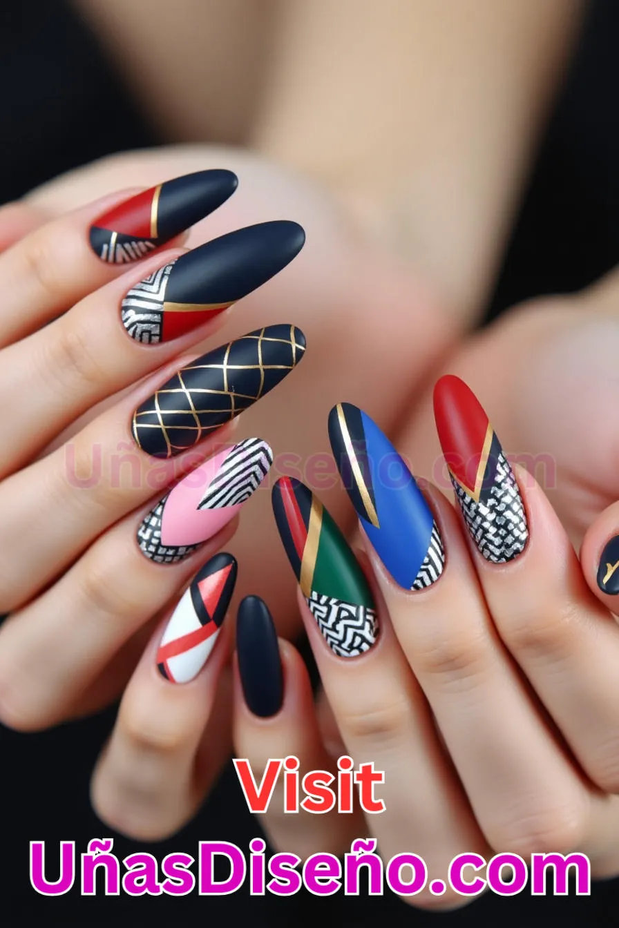 29. Geometric Flair Extravaganza - Tendencias 2025 30 Estilos de Uñas Almendra que Marcan la Diferencia (1).jpeg