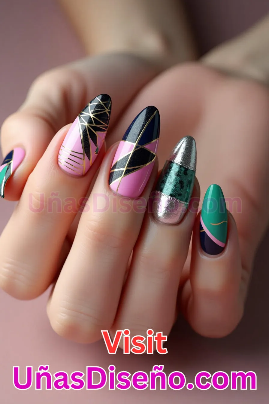 29. Geometric Flair Extravaganza - Tendencias 2025 30 Estilos de Uñas Almendra que Marcan la Diferencia (5).jpeg
