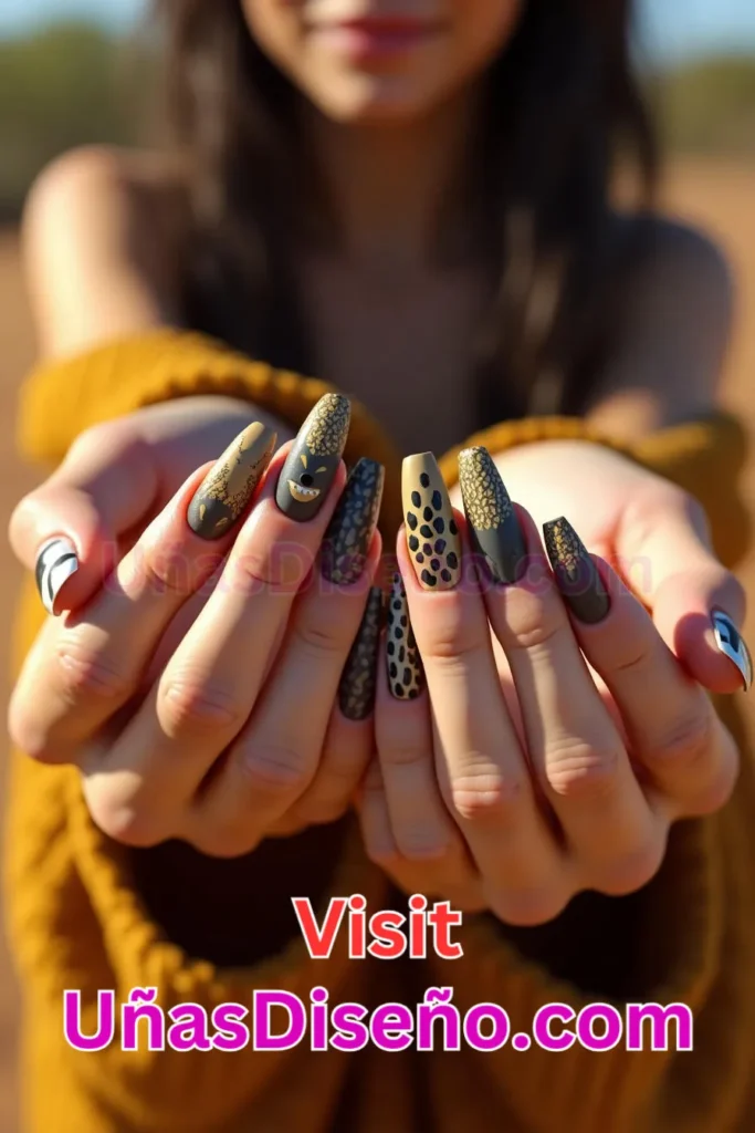 29. Hiena Diseños de uñas - 51 Diseños de uñas con estampado animal para combinar a la perfección con tus vestidos (2).jpeg