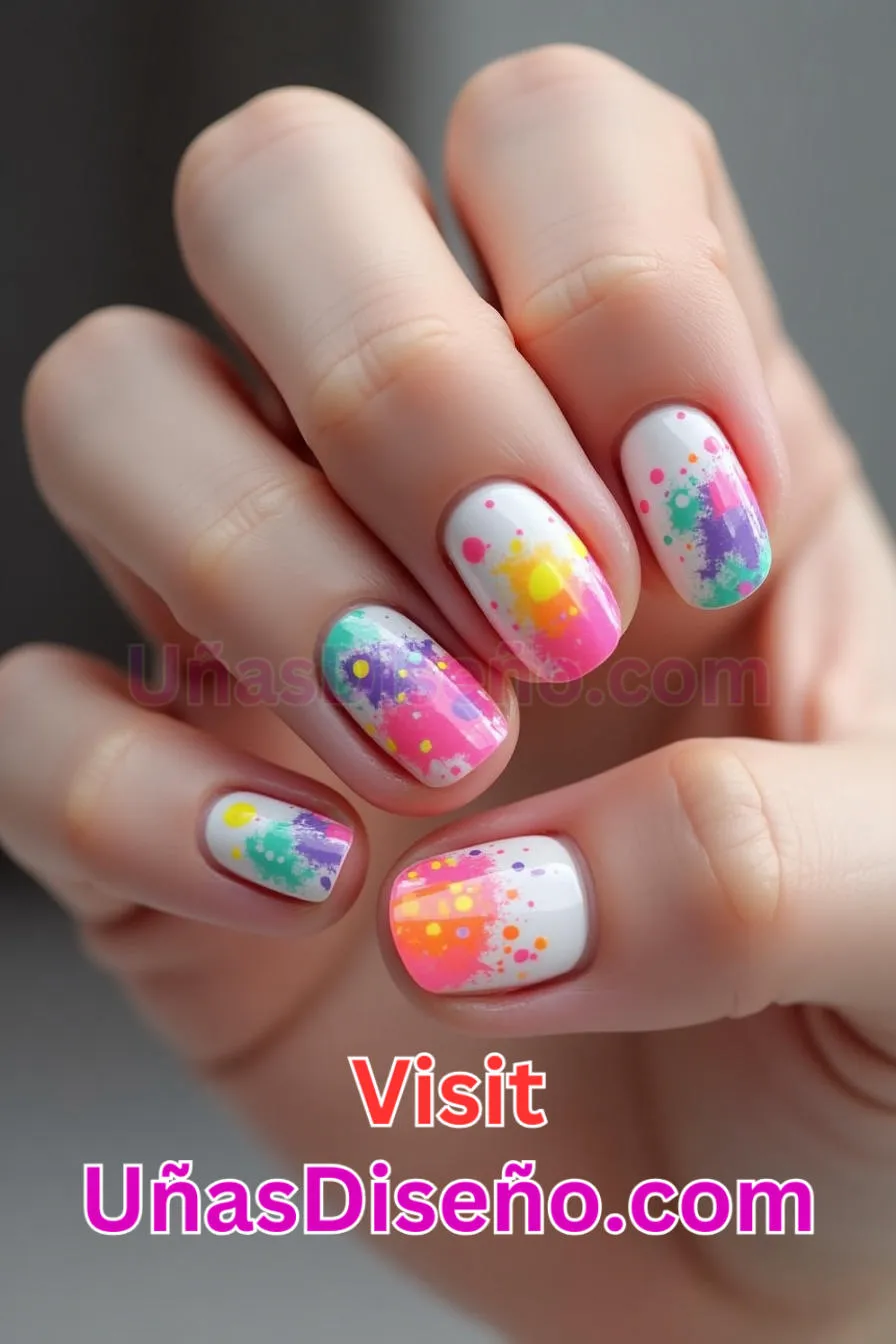 3 Color Splash Nail Art Los 25 Mejores Diseños de Uñas Para Principiantes 1.jpeg