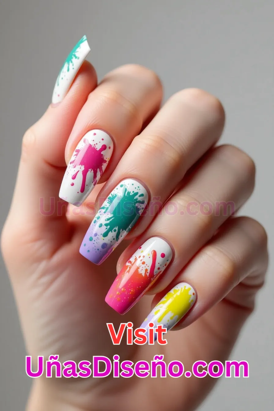 3 Color Splash Nail Art Los 25 Mejores Diseños de Uñas Para Principiantes 2.jpeg