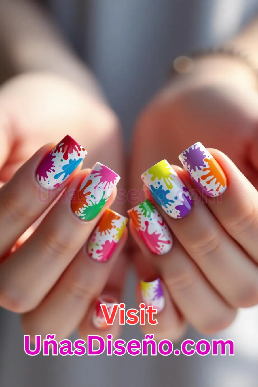 3 Color Splash Nail Art Los 25 Mejores Diseños de Uñas Para Principiantes 3.jpeg