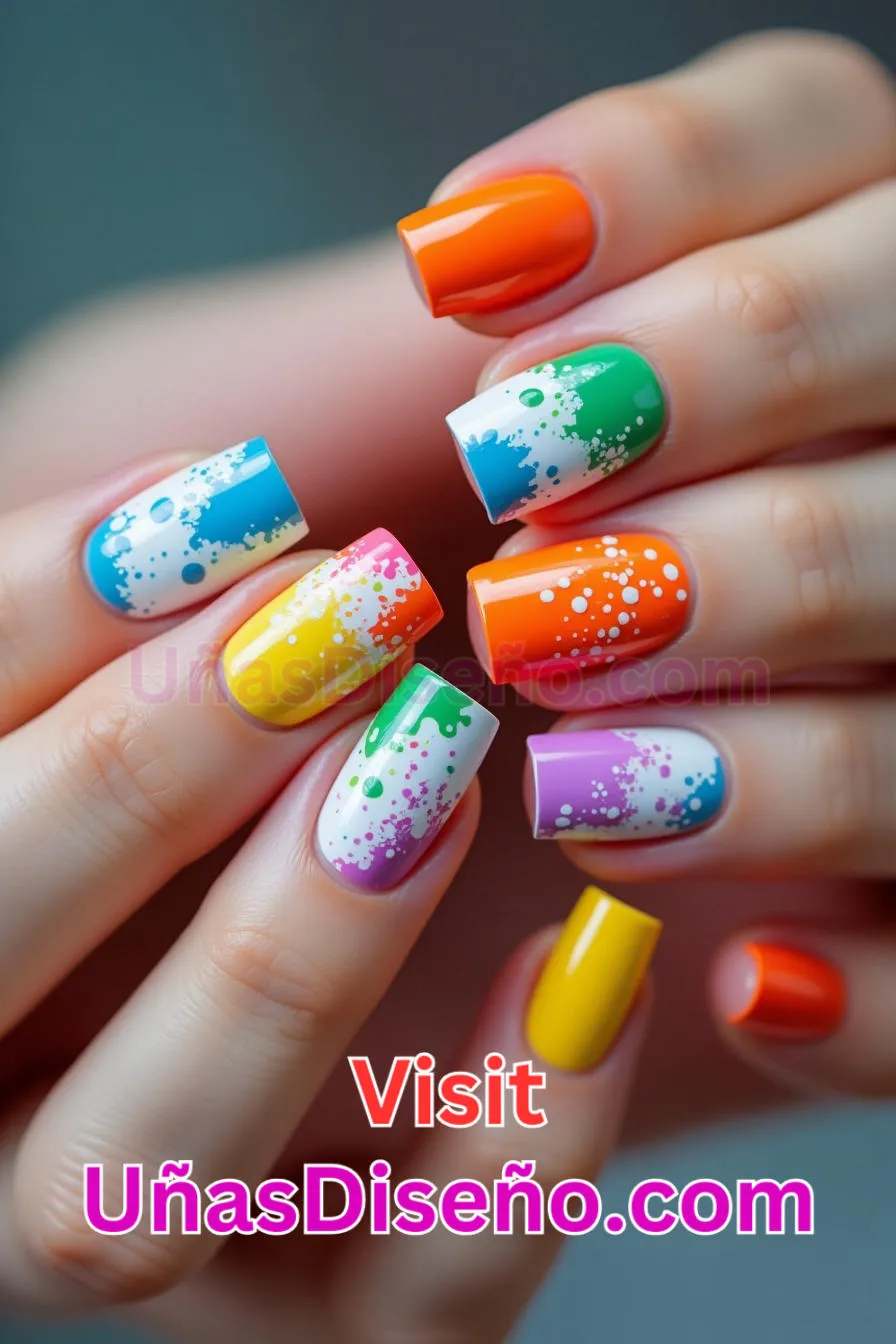 3 Color Splash Nail Art Los 25 Mejores Diseños de Uñas Para Principiantes 4.jpeg