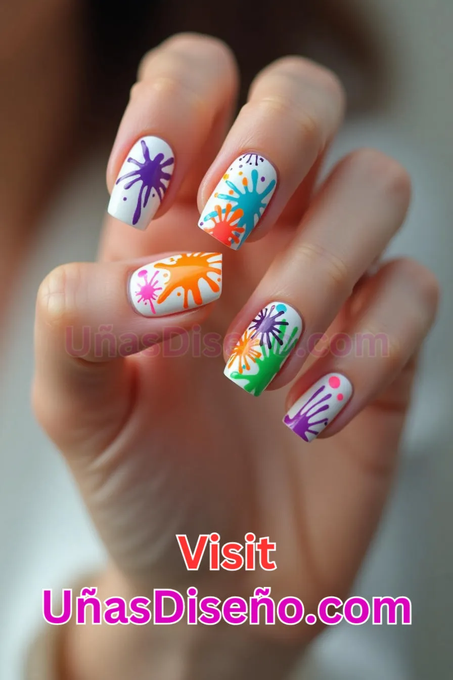 3 Color Splash Nail Art Los 25 Mejores Diseños de Uñas Para Principiantes 5.jpeg