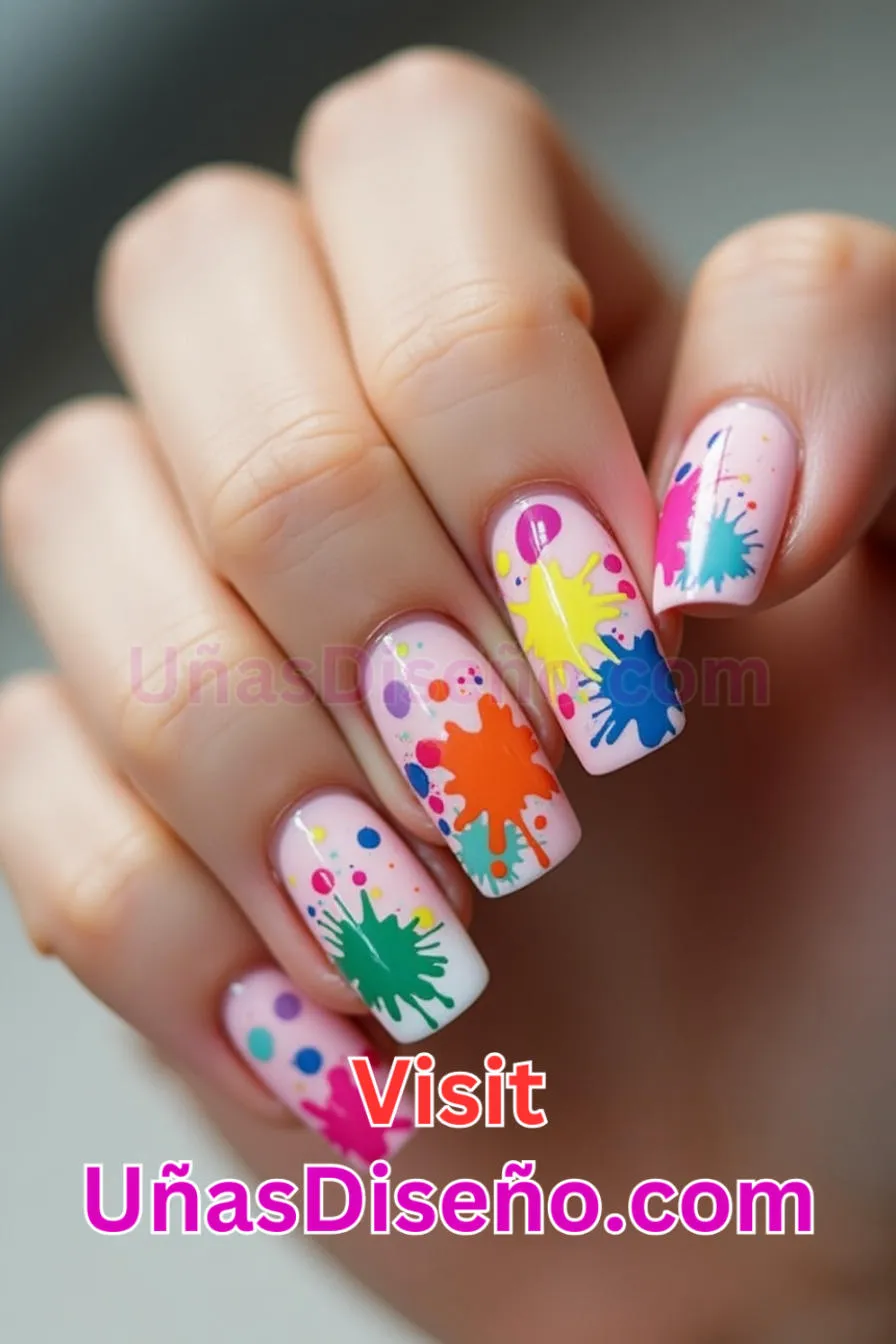 3 Color Splash Nail Art Los 25 Mejores Diseños de Uñas Para Principiantes 6.jpeg