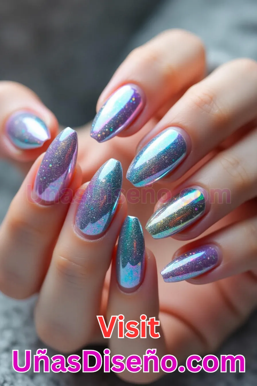 3. Brillo holográfico - Brilla como nunca 25 diseños de esmaltes de gel, gelish y gel para uñas que tienes que probar (5).jpeg