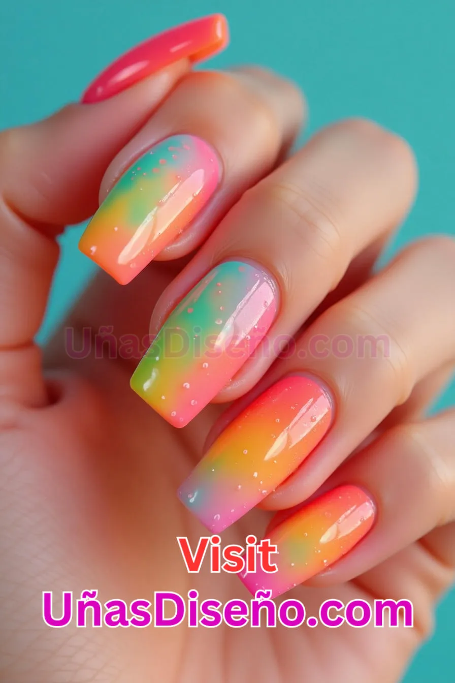 3. Diseño de uñas de neón degradado de verano - 15 Diseños de uñas de neón de moda para un look atrevido y vibrante 1.jpeg