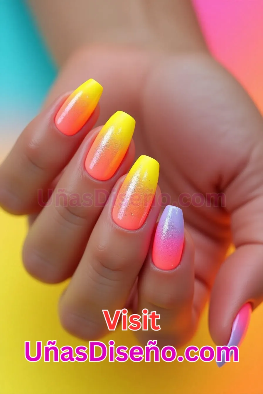 3. Diseño de uñas de neón degradado de verano - 15 Diseños de uñas de neón de moda para un look atrevido y vibrante 2.jpeg
