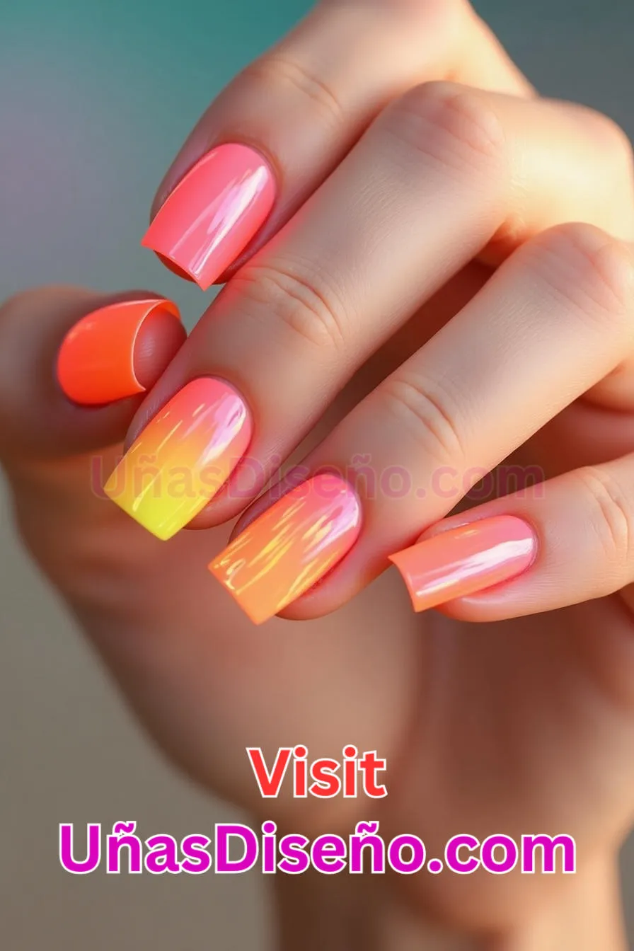 3. Diseño de uñas de neón degradado de verano - 15 Diseños de uñas de neón de moda para un look atrevido y vibrante 3.jpeg