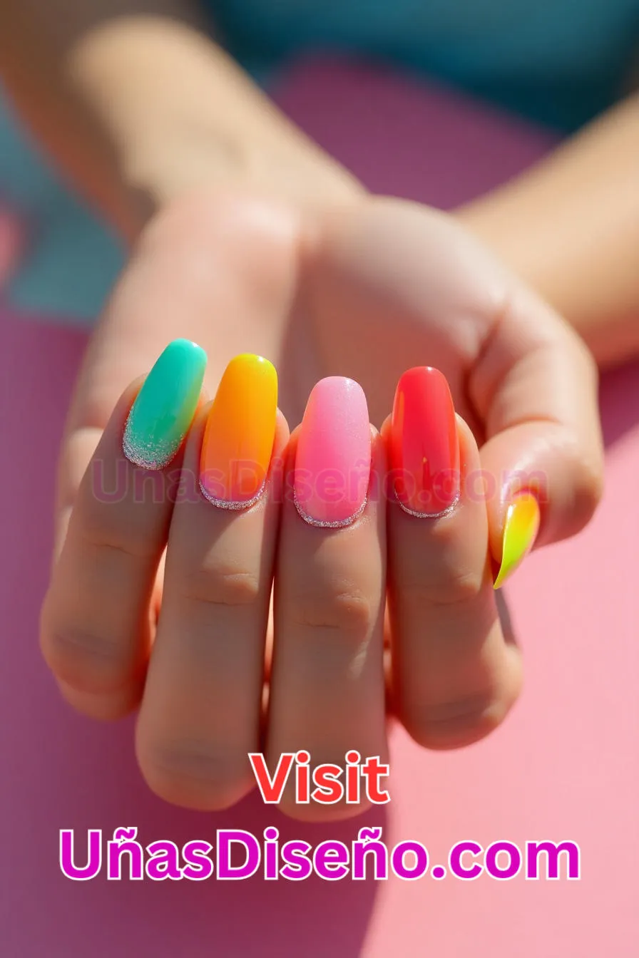 3. Diseño de uñas de neón degradado de verano - 15 Diseños de uñas de neón de moda para un look atrevido y vibrante 4.jpeg