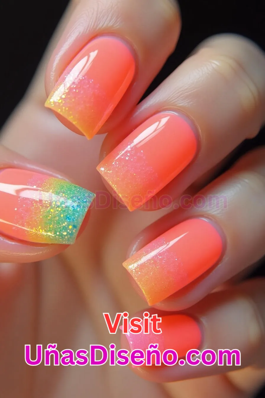 3. Diseño de uñas de neón degradado de verano - 15 Diseños de uñas de neón de moda para un look atrevido y vibrante 6.jpeg