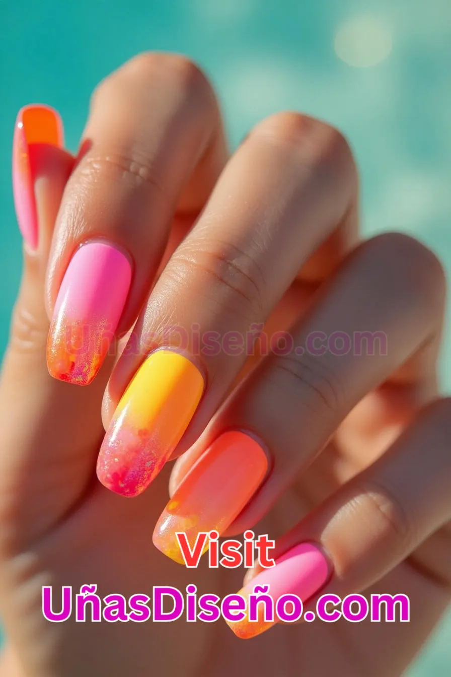 3. Diseño de uñas de neón degradado de verano - 15 Diseños de uñas de neón de moda para un look atrevido y vibrante 7.jpeg