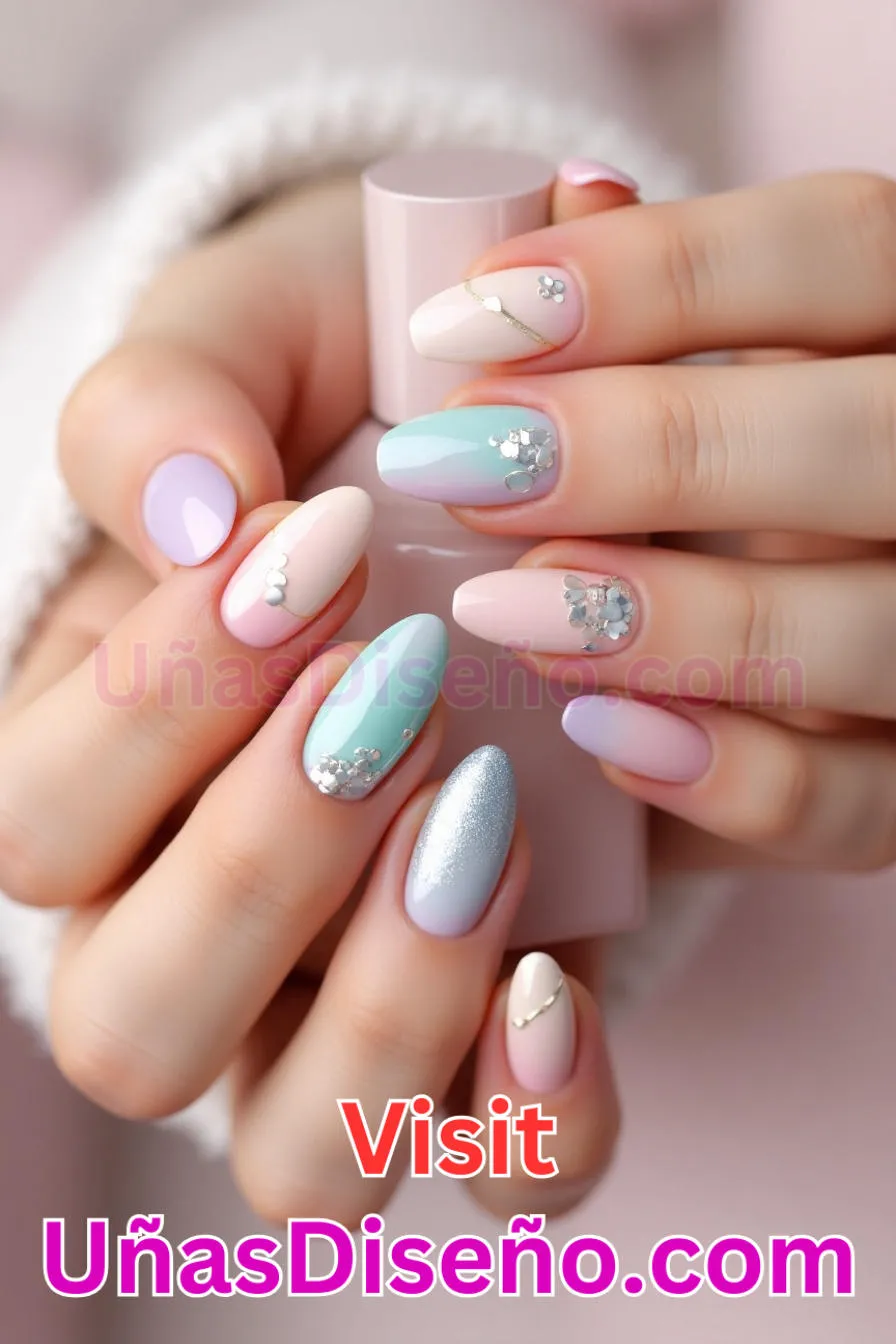 3. Pastel Elegance Fusion - Tendencias 2025 30 Estilos de Uñas Almendra que Marcan la Diferencia (1).jpeg