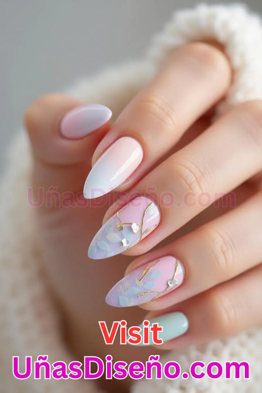 3. Pastel Elegance Fusion - Tendencias 2025 30 Estilos de Uñas Almendra que Marcan la Diferencia (4).jpeg