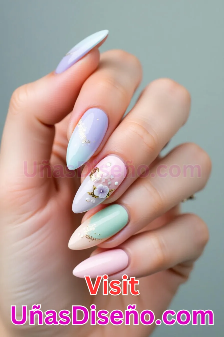 3. Pastel Elegance Fusion - Tendencias 2025 30 Estilos de Uñas Almendra que Marcan la Diferencia (5).jpeg