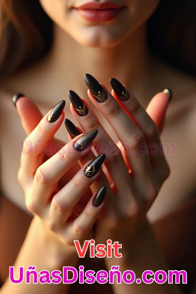 3. Uñas Chocolate con Toques Dorados - 15 Diseños de Uñas de Chocolate Oscuro que Complementarán tu Look a la Perfección (2).jpeg