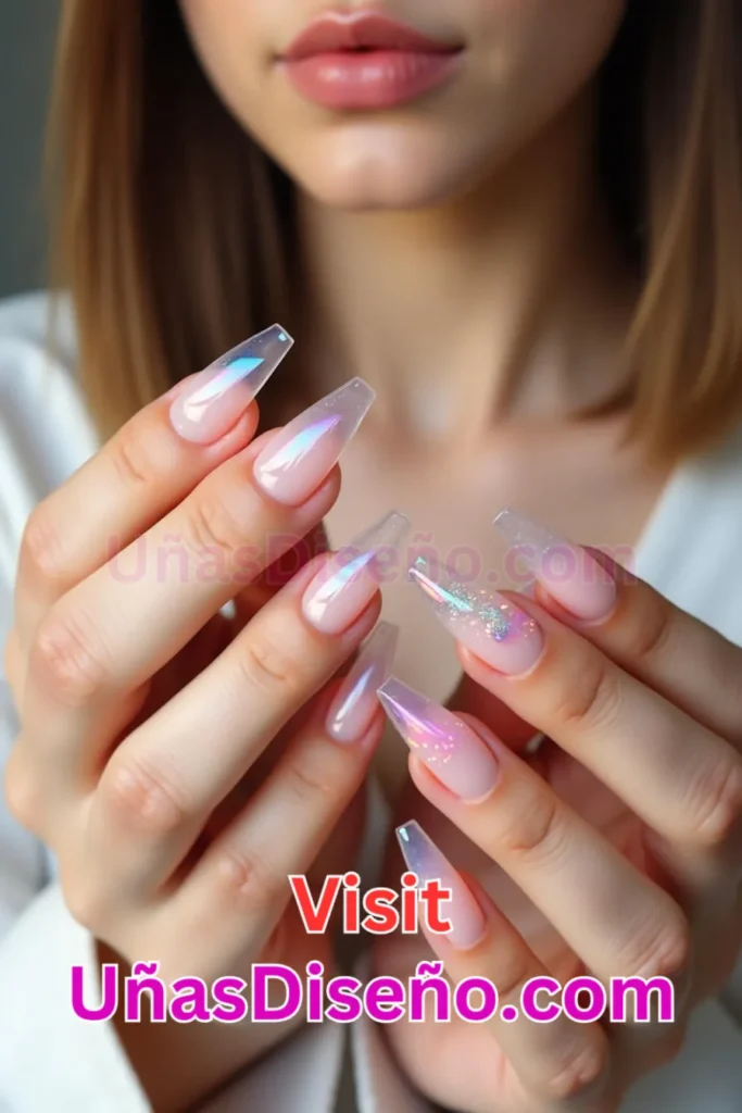 3. Uñas brillantes transparentes - 25 innovadores diseños de uñas semipermanentes para un look elegante y duradero (5).jpeg