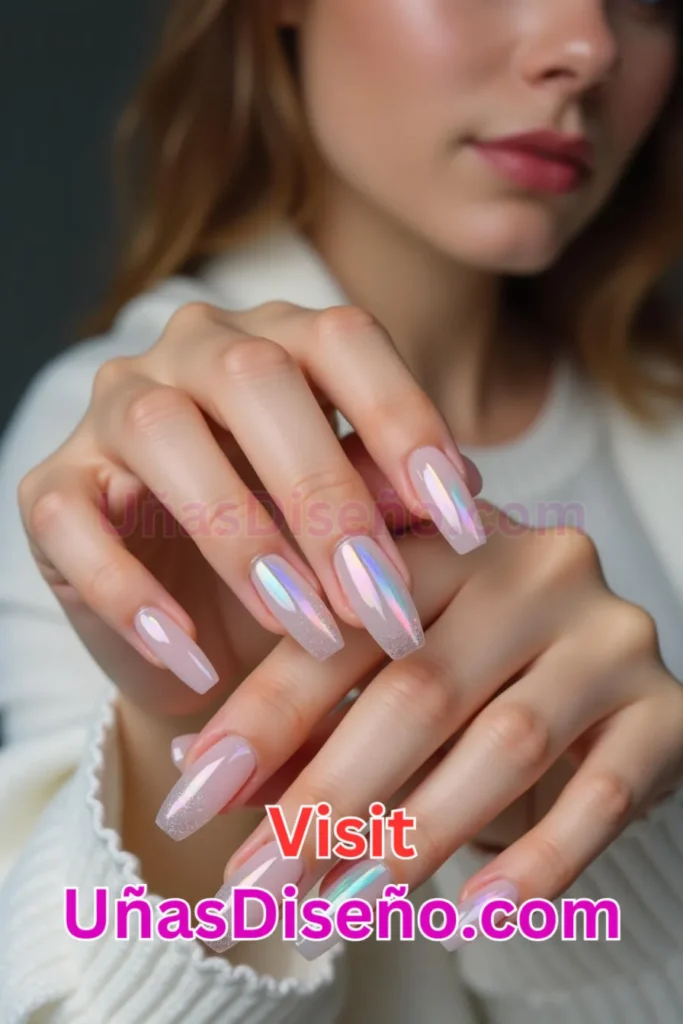 3. Uñas brillantes transparentes - 25 innovadores diseños de uñas semipermanentes para un look elegante y duradero (6).jpeg