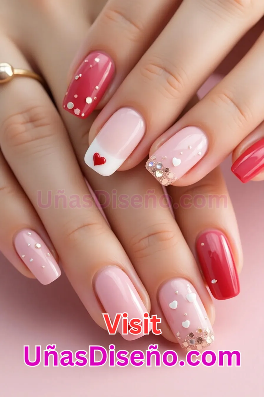 3. Uñas con acento de corazón - 12 modernos diseños de uñas transparentes con motivos y detalles únicos 3.jpeg