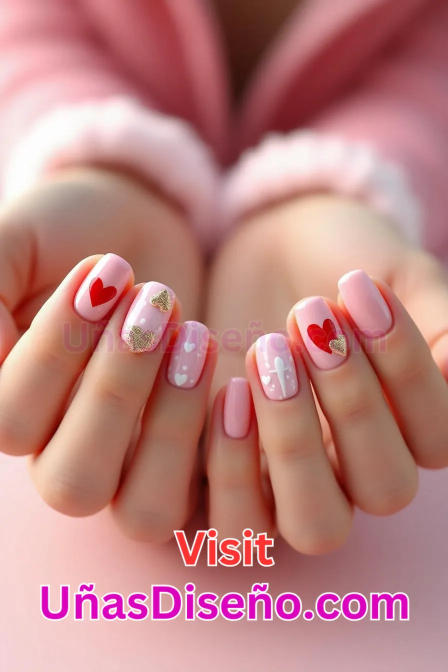 3. Uñas con acento de corazón - 12 modernos diseños de uñas transparentes con motivos y detalles únicos 5.jpeg
