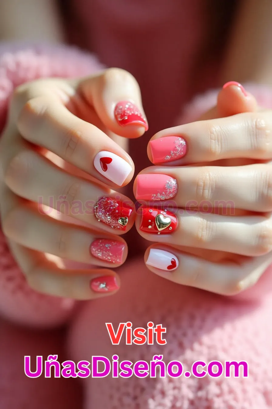 3. Uñas con acento de corazón - 12 modernos diseños de uñas transparentes con motivos y detalles únicos 7.jpeg