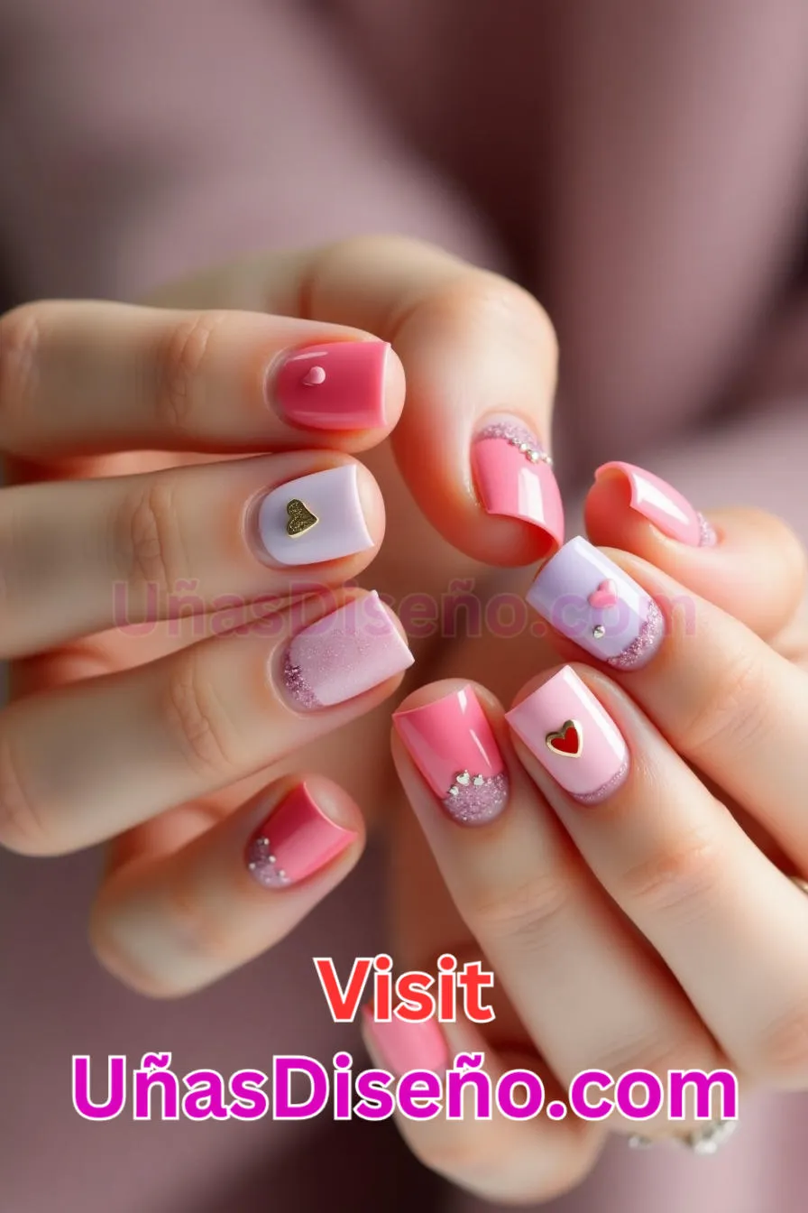 3. Uñas con acento de corazón - 12 modernos diseños de uñas transparentes con motivos y detalles únicos 9.jpeg