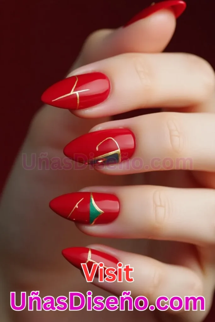 3. trevidos diseños de uñas en rojo escarlata almendra - Un rojo vivo y brillante (2)