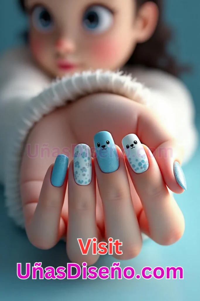 34. Pingüino Diseños de uñas - 51 Diseños de uñas con estampado animal para combinar a la perfección con tus vestidos (1).jpeg