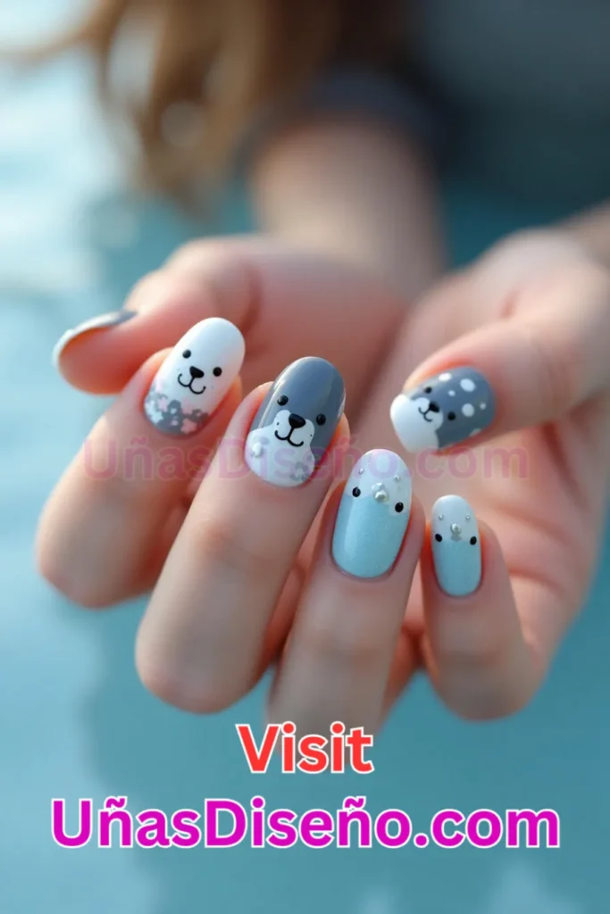 35. Foca Diseños de uñas - 51 Diseños de uñas con estampado animal para combinar a la perfección con tus vestidos (1).jpeg